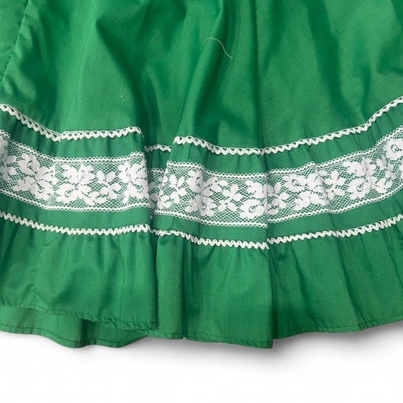 Vintage Green and white ruffled prairie style skirt size L (L3) - Picture 2 of 4